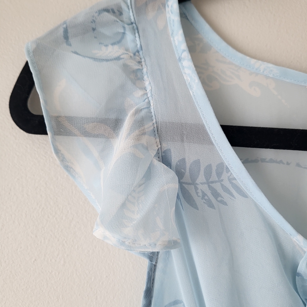 La Vie En Rose Elegant Blue Sheer Sleeveless Maxi Sleep Gown - Picture 4 of 10